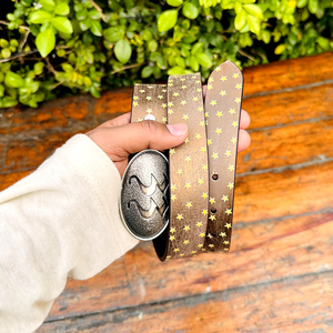 เข็มขัดหนังแท้ลายดาวแบบวินเทจ2025แท้สำหรับผู้ชายและผู้หญิงดูแข็งแรงด้วยเข็มขัดหนังแท้ลายดาวแบบมีรูพรุน - Product Image 5