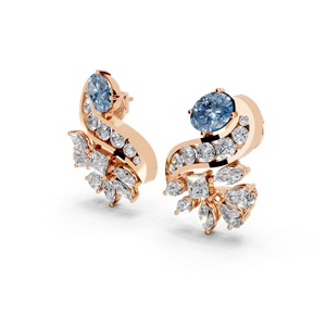 Boucles d'oreilles pour femmes en or jaune platine ou en or blanc et or rose AIER-339 Classic Sparkling Diamond - Product Image 1