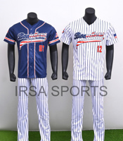 Ensemble de maillot et pantalon de baseball personnalisé respirant de haute qualité imprimé par sublimation, col en V, unisexe, 100% polyester mesh 120g IRSA SPORTS