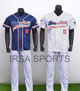 Ensemble de maillot de baseball et de pantalon à col en V imprimé par sublimation respirant de haute qualité - Unisexe 100% polyester 120g - Product Image 2