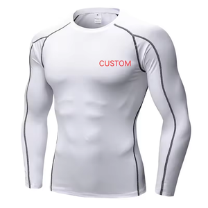 Control Fabric Custom Wholesale Compressed Shirts Custom Logo Men's Rashguard Spandex / Nylon Compression Shirts Anti-UV UPF50+ - Product Image 3