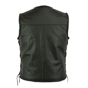 <b>Men's</b> New Arrival <b>Black</b> Leather Motorcycle <b>Vest</b> with polyester motorcycle jackets Windproof Waterproof Anti-UV for Motorbike - Product Image 2
