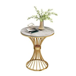Table basse latérale à pieds en métal Table de chevet latérale en marbre Nouveau salon Fer de luxe moderne - Product Image 1