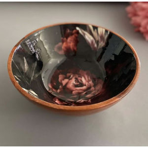 Set of 2 Different Sizes Tableware Food <b>Serving</b> <b>Bowls</b> With Spoon and Fork Deluxe Quality Round Natural Wooden Food <b>Bowl</b> - Product Image 6