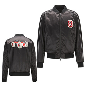 Custom Winter Casual Solid Stand Collar Dyed Satin Varsity Baseball Bomber Jacket Unisex Street Style - Product Image 1