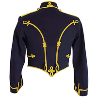 Veste homme napoleonnaïque hussarde neuve, faite main, en laine bleue, col montant, respirante, coupe-vent, reproduction vintage