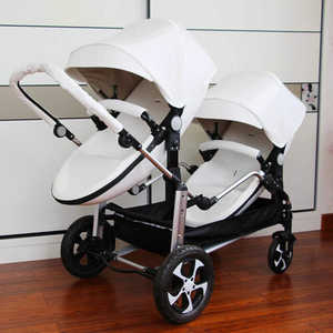 Los mejores cochecitos gemelares 2 en 1 con doble carcasa y doble asiento, cochecitos de cuero. - Product Image 2