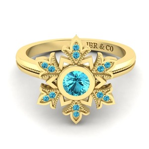Top Trending Round <b>Blue</b> Topaz Yellow Gold Plated 925 Silver Engagement <b>Ring</b> For Women Luxury Fine Jewelry At Wholesale Price - Product Image 1