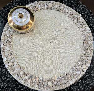 Top Quality Handmade Unique Design Sea Shell Round White <b>Beaded</b> <b>Placemat</b> at Low Budget Price - Product Image 2