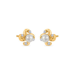 14k Gold <b>Diamond</b> <b>Pearl</b> Bloom Hoop <b>Earrings</b> for Women Religious Engagement Gift - Product Image 4