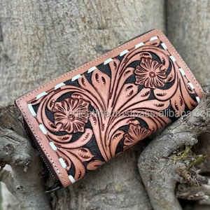 Women's Hand Tooled Leather Credit Card Wallet Western Leather Clutch Genuine Cowhide Hand <b>Stitched</b> Leather Wallet <b>Gift</b> <b>for</b> <b>Her</b> - Product Image 3