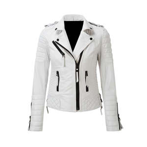Veste en cuir pour femmes de qualité supérieure Veste en cuir de moto avec fermetures éclair Vestes en cuir PU pour femmes à manches longues - Product Image 3