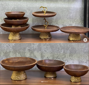 ชั้นวางเค้กทรงโดมที่ตั้งเค้กสีเงินและสีทองแวววาวถาดวางของชามพร้อมลายดอกไม้ - Product Image 6