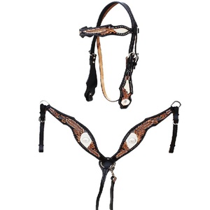 ชุดเครื่องสวมศีรษะคอปกขี่ม้าหนังแท้สไตล์ตะวันตกออกแบบได้ตามต้องการสภาพใหม่ - Product Image 1