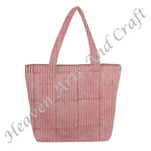 กระเป๋าผ้าแคนวาสลายบล็อกทำจากผ้าใบสำหรับผู้หญิงจุของได้มาก - Product Image 1