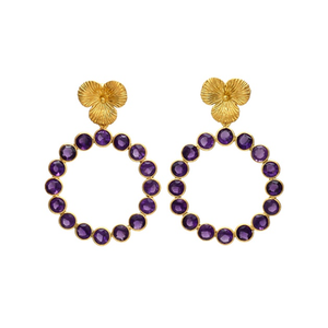 Pendientes de plata de ley 925 con gema hidráulica, amatista, forma redonda, novedad - Product Image 1