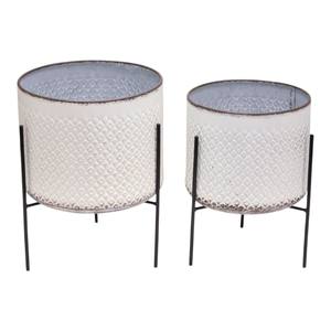 Seau à plantes en métal galvanisé rayé rustique avec poignées latérales pour le style de jardin de ferme - Product Image 3