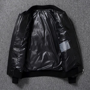 Customized Winter Puffer Jacket for Men High Quality Original <b>Genuine</b> SheepSkin Leather Coat with Stand Collar - Product Image 3