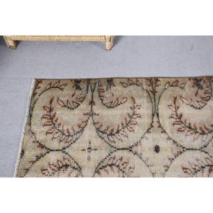 พรมตุรกีวินเทจขนาด 5.7x9 ฟุต พรมขนาดใหญ่ พรมขนสัตว์สีเบจ - Product Image 5