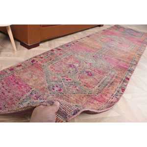 Alfombra Turca Vintage de 2.8x10.8 pies, Alfombra de Pasillo, Alfombra de Lana con Diseño Floral Rojo y Azul - Product Image 2