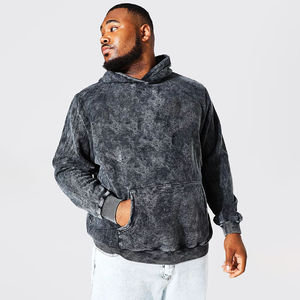 Sweat à capuche baggy délavé à l'acide avec logo personnalisé 100% coton éponge française sérigraphie bouffée sweats à capuche surdimensionnés délavés à l'acide pour hommes - Product Image 1