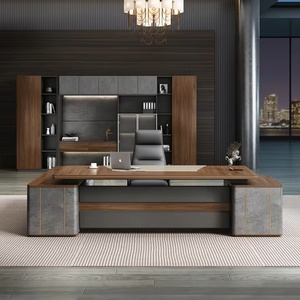 Modern Luxury Executive Office <b>Desk</b> Wooden Panel Extendable Managers Table Commercial Home Office <b>Workstation</b> Furniture - Product Image 2