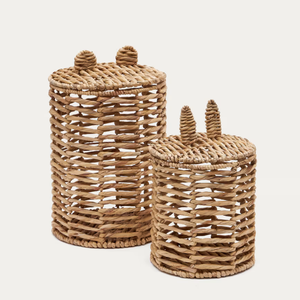 Ensemble de 2 paniers décoratifs en jacinthe d'eau, panier de rangement pour salle de bain, prix de gros du Vietnam - Product Image 1