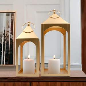 Linternas marroquíes de gran diseño con revestimiento negro para el hogar y la boda Iluminación de mesa Decoración Linternas de velas - Product Image 3