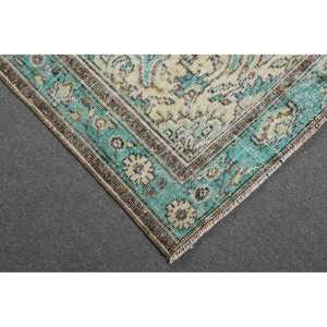 Alfombra Vintage Grande de 5.9x9.8 pies, Alfombra Turca, Alfombra de Lana con Diseño Floral Azul Verde - Product Image 5