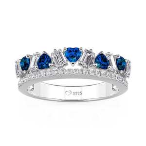 Bague d'éternité double rangée en saphir plaqué or 18 carats Jeulia Olivetta pour femme, mariage - Product Image 2
