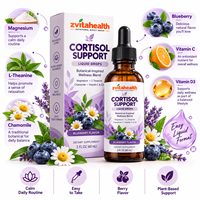 Gouttes liquides de soutien du cortisol 9-en-1 sous marque privée, extrait de camomille pour la relaxation et le soutien de l'humeur, faible MOQ OEM