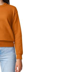 Women crewneck sweatshirt in burnt orange fleece <b>pullover</b> plain <b>jumper</b> OEM custom logo printing ladies casual wear soft top - Product Image 3