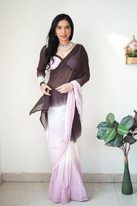 Prêt-à-porter de créateur Georgette Saree Wedding and Party Wear pour les femmes américaines Silky Pakistanais Style - Product Image 4