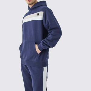 Custom Color Block Retailer Heavyweight Winter <b>Eco</b> Friendly Breathable Pullover Sweatsuit Set for Men Streetwear - Product Image 3