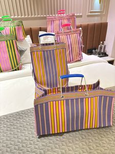 กระเป๋าช้อปปิ้งลายทางทำจากไนลอนรีไซเคิลทำมือกระเป๋าซิปพลาสติกแฟชั่นแบบใช้ซ้ำได้เป็นมิตรกับสิ่งแวดล้อม - Product Image 3