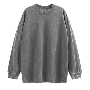 เสื้อสเวตเชิ้ตสำหรับผู้ชายผ้าฝ้ายกันหดคอกลมขนาดใหญ่ลายกรดซักได้100% มีสไตล์ตามสั่ง - Product Image 4