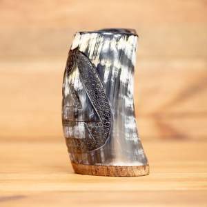 Durable Natural Horn Beer Mug Rustic Handmade Drinking Vessel for <b>Bars</b> And Home Use - Product Image 6