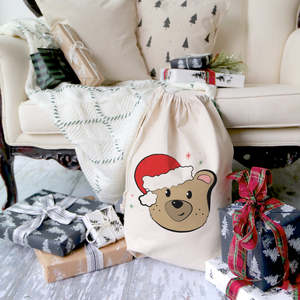 Bolsa de Algodón con Diseño de Oso Navideño para Regalos Festivos - Product Image 2