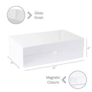Caja de regalo dura blanca al por mayor con tapa de cierre magnético 14 "X 9" X 4 "Cajas rectangulares con acabado blanco brillante - Product Image 4