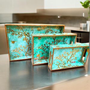 Handcrafted 3-Piece Set Modern Multi-<b>Colour</b> Epoxy Resin Serving Trays Square & <b>Shapes</b> Large Size Gifting Use Decorative Design - Product Image 1