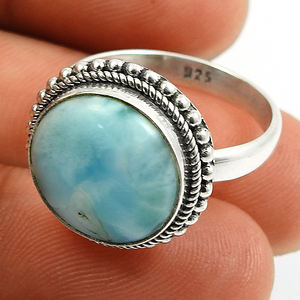 Cadeau d'anniversaire délicat pour elle Bague classe en argent sterling 925 avec pierres précieuses en larimar naturel pour cadeau d'anniversaire Bijoux faits à la main Inde - Product Image 3