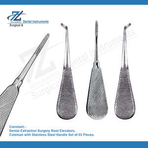 Ascenseur de racine droit Coleman avec élévateurs de racine à longues dentelures avec poignée en acier inoxydable Ensemble de 03 instruments dentaires - Product Image 2