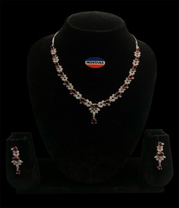 Conjunto de joyería nupcial con gota de agua de cristal brillante, collar adornado con diamantes de alta calidad, pendientes para vestidos de fiesta de boda - Product Image 3