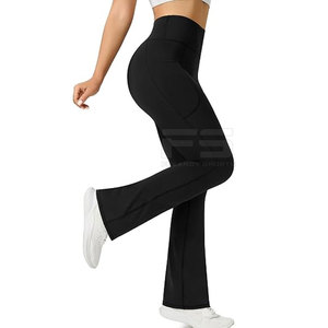 Women's <b>Flare</b> <b>Leggings</b> High Waist Stretch Fabric Wide Leg Yoga Pants Breathable Eco-Friendly Spandex/Nylon Custom Activewear - Product Image 3
