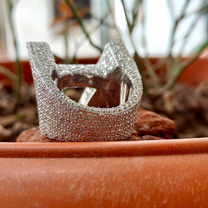 Luxury Hip Hop Custom Letter <b>925</b> Sterling <b>Silver</b> VVS Moissanite Baguette Diamond Men's Party Wear <b>Ring</b> - Product Image 3