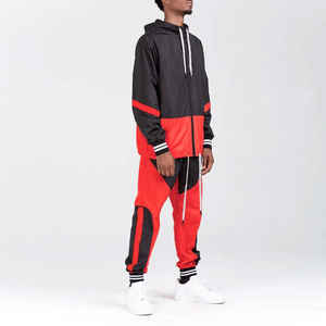 Traje deportivo cortavientos informal de invierno para hombre, chándales de nailon de dos tonos con logotipo personalizado a la venta - Product Image 1