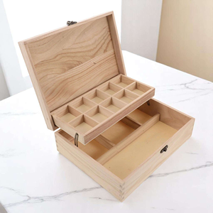 Boîte à bijoux en bois massif de luxe, fabriquée à la main, avec serrure, rangement à 2 niveaux pour bijoux - Product Image 5