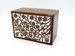 Suministros funerarios de calidad superior para adultos, urna de cremación para cenizas, flores con diseño blanco, urna funeraria adecuada para el cementerio - Product Image 3