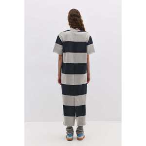 Vestido Midi a Rayas con Cuello Cerrado y Abertura - Product Image 6