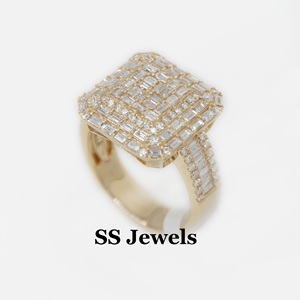 Luxe hommes 925 argent Sterling Hip Hop Champion anneau carré Moissanite et plein glacé Baguette diamant élégant Halloween bijoux - Product Image 4